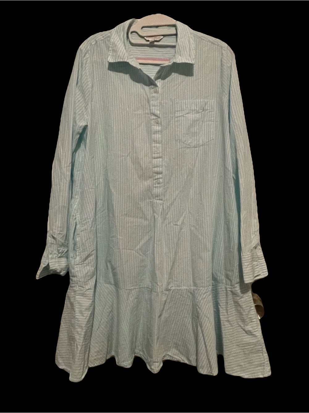 crown & ivy Mint and White Striped Shirt Dress